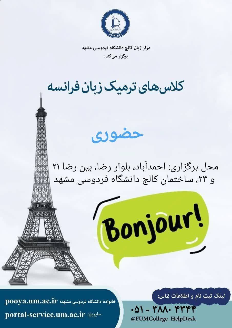 دوره های ترمیک زبان فرانسه - ترمیک 1 زمستان 1404